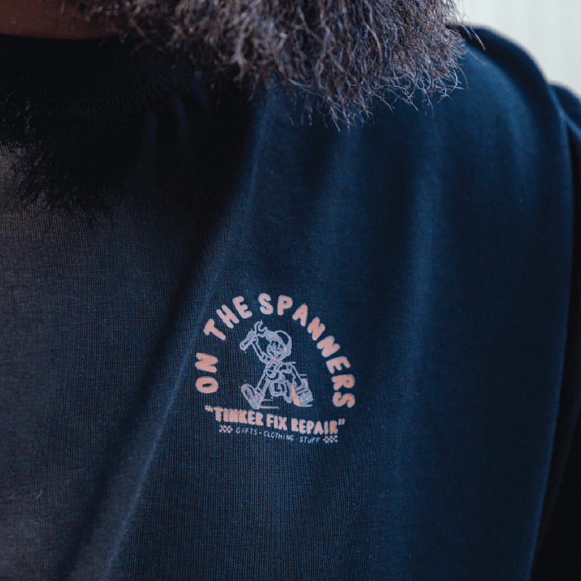 Grease Monkey Tee in Black - Back Print - Image 4