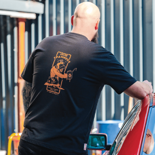 Grease Monkey Tee in Black - Back Print