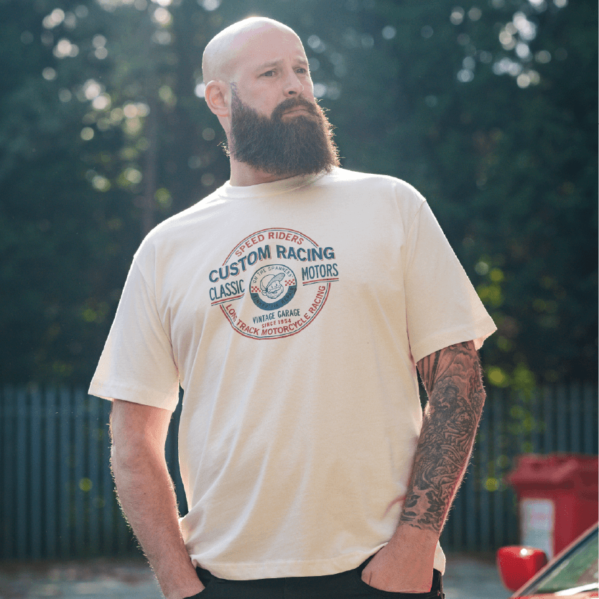Classic Motors Tee in Bone